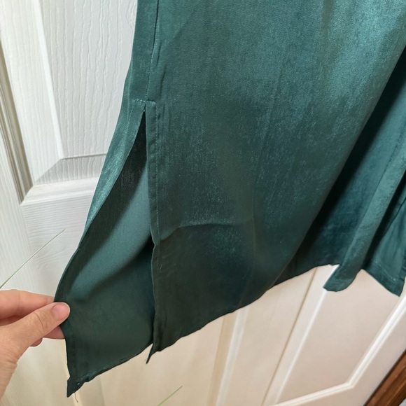 NWT Lulus Fall In Love Green Satin Midi Wrap Dress Small - Picture 5 of 11